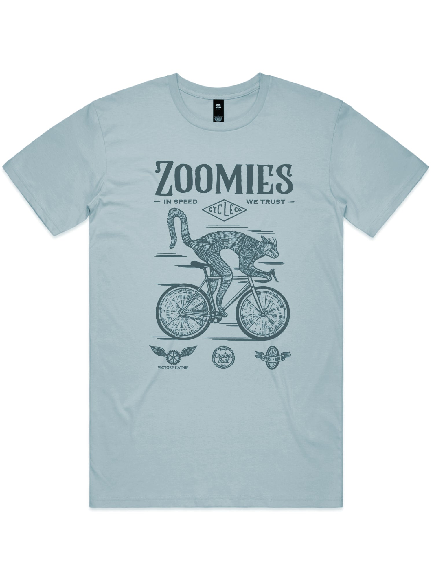 Zoomies Cycle Co Shirt - Blue – Jesse Jarldane Art